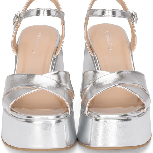 Silver Platform Wedge Sandals - Picture 5 of 8